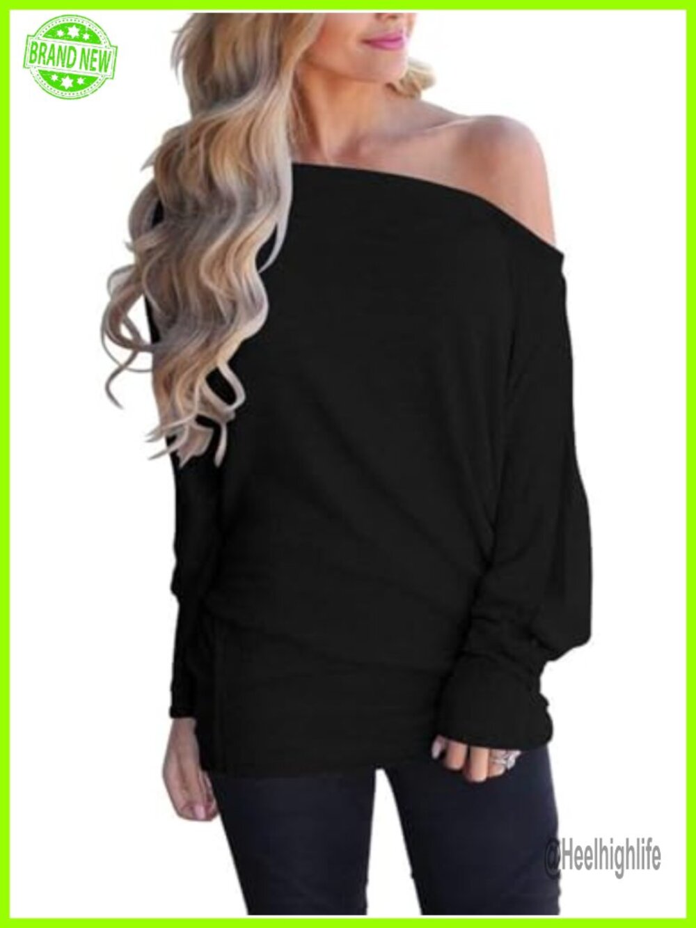 Oversized Off Shoulder Batwing Sleeve Tunic Top